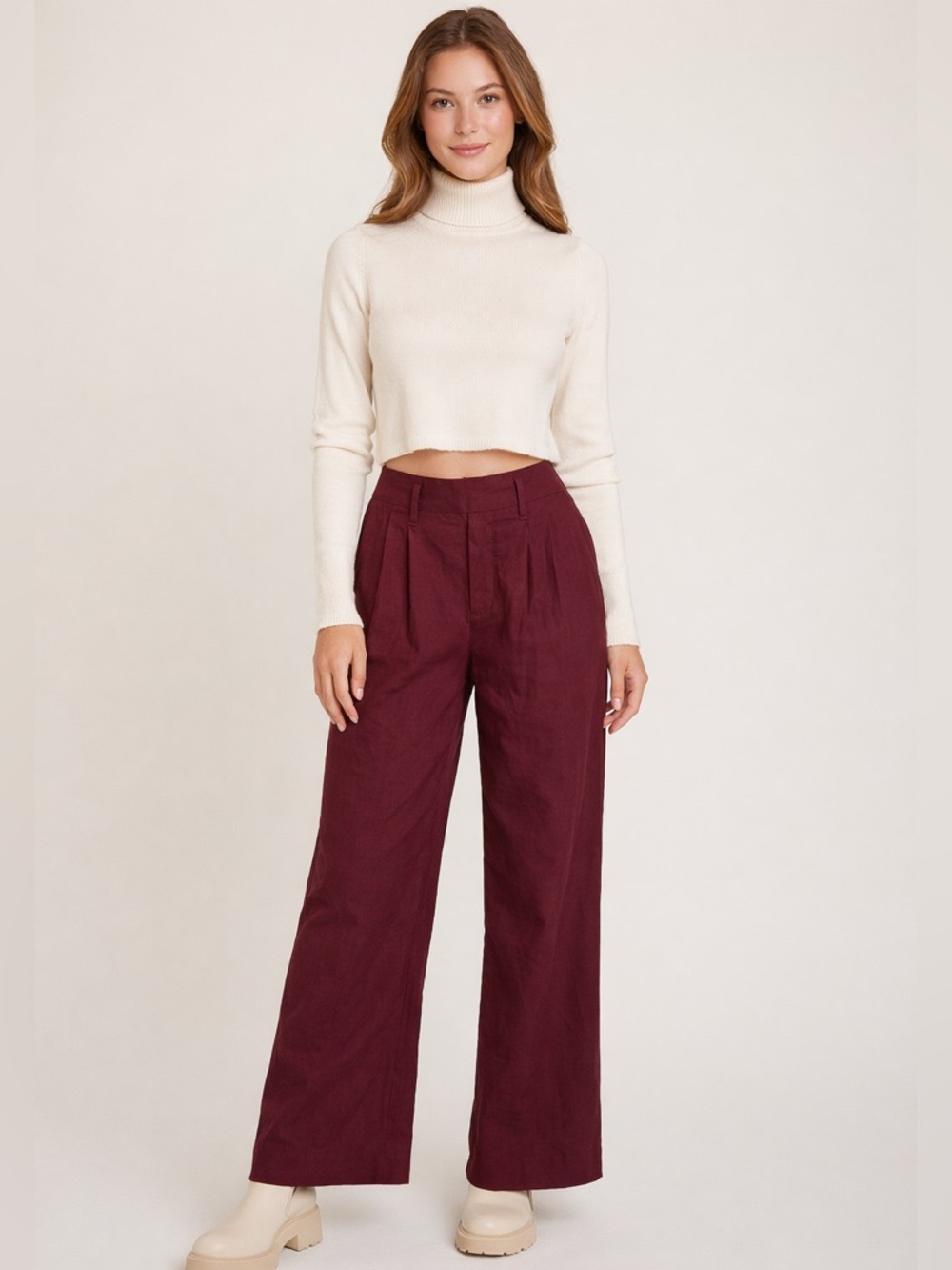 a new day Maroon Wide-Leg Pants— Size 4